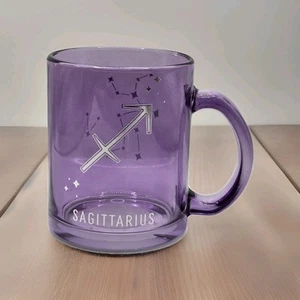 Taza de vidrio transparente Sagitario Zodiaco expresiones modernas color púrpura nueva 10 oz - Imagen 1 de 11