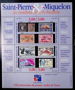 St. PIERRE & MIQUELON Sc 682 NH BLOCK VON 1999 -Briefmarken-auf-Briefmarken- (WS25) - Bild 1 von 1
