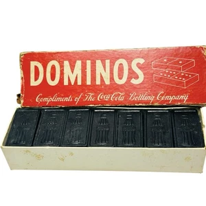 Juego de dominó Coca Cola vintage en caja hecho en EE. UU. botella en relieve completo - Imagen 1 de 8