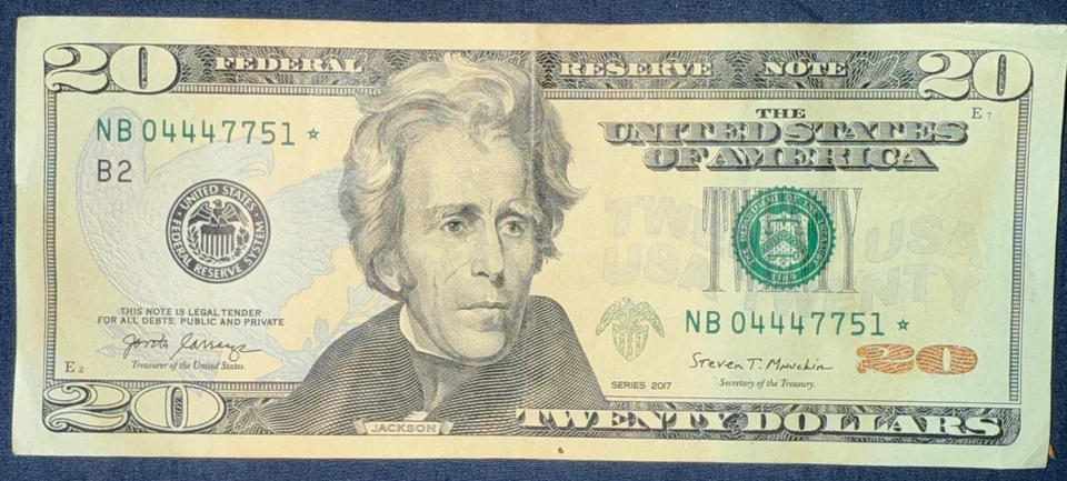 Rare 444 Serial Number Twenty Dollar Bill Star Note 2017 - $20 United States - Image 1 of 1