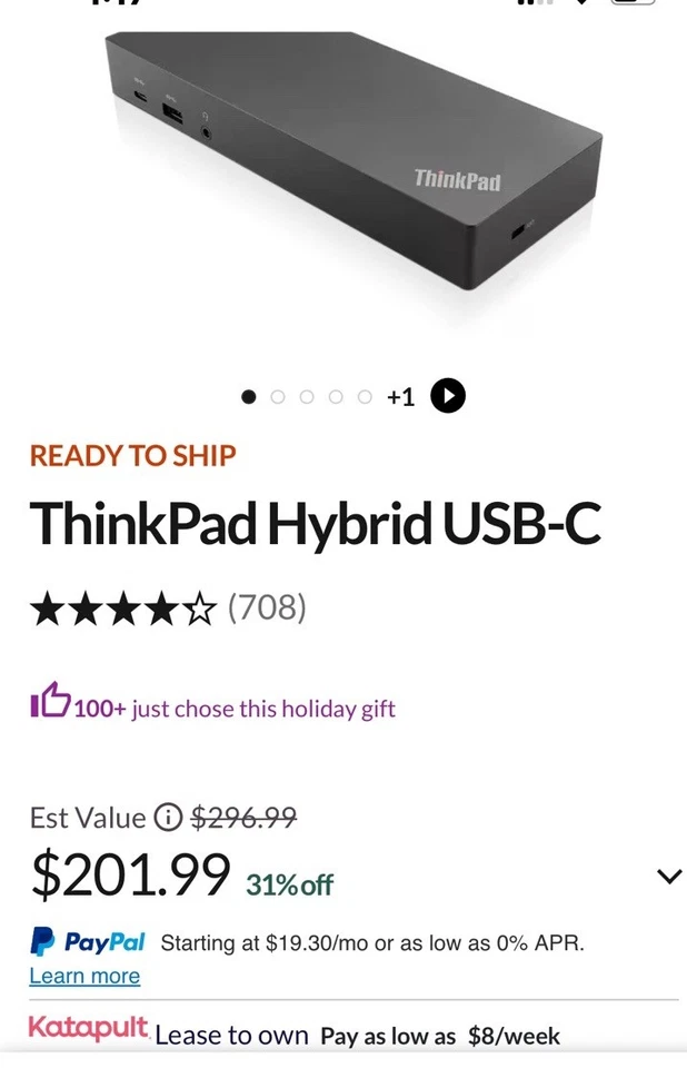 Lenovo ThinkPad Hybrid “ NEW IN BOX “ USB-C with USB-A Dock US (40AF0135US) - Image 1 of 4