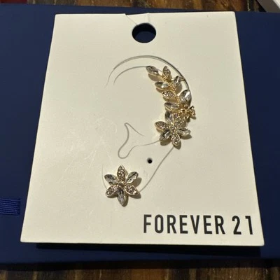 Orejeras Forever 21 para mujer, joyería de cristal/oro Foto 1 de 2