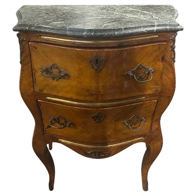 An Authentic Louis XVI Walnut and Verde Alpi Marble Italian Chest of Drawers - Image 1 of 4