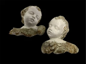 Antiker Vintage Wandbehang Keramikguss bemalt Cherub Engel Made Belgium - Bild 1 von 10