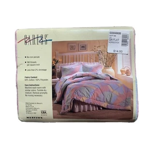 Vintage 1993 Caress Hopscotch QUEEN Size Flat Sheet Poly Blend Neon Bright NOS - Picture 1 of 5