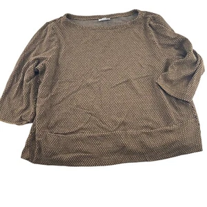 J. Jill Ponte Blouse Women's size Large Taupe Black Pullover 3/4 Sleeves Stretch - Picture 1 of 6