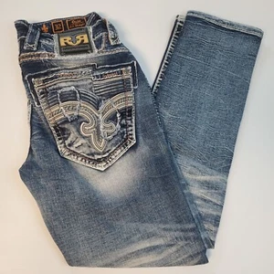 Pantalones de mezclilla Rock Revival Duke Alt rectos desgastados para hombre talla 32x32 - Imagen 1 de 21