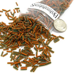 1.200 cuentas semilla tubo corneta de vidrio de Halloween naranja y verde de dos tonos 1/4" 6 mm - Imagen 1 de 2