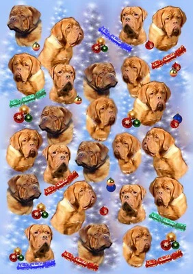 Dogue de Bordeaux Dog Christmas Gift Wrapping Paper - by Starprint