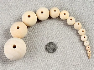 Craft Jeweley Natural Untreated Wood Round Beads Spacer 4mm-28mm Wholesales Bulk - Picture 1 of 15