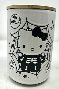 Sanrio Hello Kitty Halloween Spooky Skeleton Web Ceramic Cookie Snack Candy Jar - Picture 1 of 7