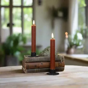 Candela conica sfarfallio bronzo 7" fiamma 3D Primitive Country 2 pz timer 6 ore - Foto 1 di 5