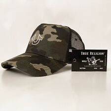 True Religion Men's Camo White Logo Outline HS Trucker ONE SIZE Snapback Hat