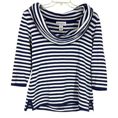 BLOOMINGDALES Grande Azul Fuera del Hombro Capucha Cuello Tejido Pesado Top Náutico Foto 1 de 3