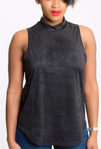 Kleides Stretch-Shirt Bluse mit Stehkragen schwarz taupe ärmellos weiches Oberteil - Bild 1 von 3