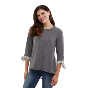 Women's AB Studio Mixed-Media Knot-Sleeve Tops, Colors/Sizes MSRP $36 - Picture 1 of 12