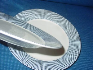 2 PUNKTE ROYAL DOULTON PAZIFIK SALAT BROTTELLER 9 3/8" WEISS BLAU BAND MODERN - Bild 1 von 5