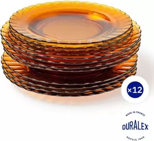 12pcs dinning set Duralex Amber Wavy dinner plates, Soup Plates dessert plates - Picture 1 of 4