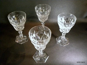 4 pcs SIGNED VAL ST LAMBERT CLEAR CRYSTAL ~ 6 3/4" WATER STEMWARE 8 FL OZ - Picture 1 of 14