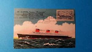 FRANCE CARTE MAXIMUM YVERT 299 PAQUEBOT NORMANDIE 1F50 LE HAVRE 1935 L 156 - Photo 1/1