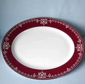 Plato para servir Lenox Marchesa Empire Pearl Wine ovalado 13" EE. UU. Nuevo en caja - Imagen 1 de 3