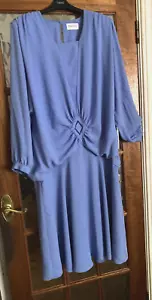 VGC Vintage CONDICI Ladies FROSTED POWDER BLUE Soft DRAPE DIAMOND FRONT Dress 18 - Picture 1 of 5