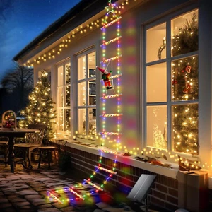 Weihnachtsmann Weihnachtsbeleuchtung Außen 4M Weihnachtsdeko Solar Leiter Aussen - Bild 1 von 8