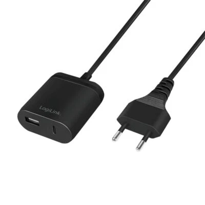 LOGILINK USB Ladeadapter Stromadapter Ladekabel mit 1,5m Festkabel 1x USB-A 1x USB-C 12W