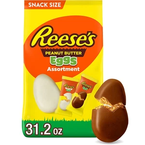 Huevos de mantequilla de maní tamaño bocadillo surtido REESE'S caramelo de Pascua, bolsa de 31,2 OZ - Imagen 1 de 12