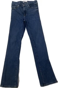 Pantalones de mezclilla para mujer ZARA de pierna recta tiro alto con botones talla 0 algodón lavado claro - Imagen 1 de 2