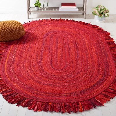 Handmade Modern Woolen Oval Cotton Carpet for Living Room Bedroom - Image 1 of 4