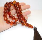 Massive Amber Prayer Beads Genuine Cognac Baltic Amber Islam Misbah 33 11,5 mm