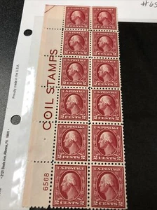 US 425 Washington 2C Plate Block of 12 With Imprint Coil Stamps Pl#6568 Superb - Picture 1 of 4