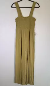 Free People Smocked Jumpsuit Womens Medium Jumper Wide Leg One Piece Beach Boho - Picture 1 of 11