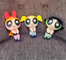 HTF Vintage POWERPUFF GIRLS Buttercup Blossom Bubbles doll Applause 2000 plush