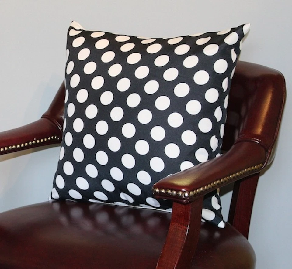 Black Polka Dot Cushion Cover 18"x18" - Image 1 of 1