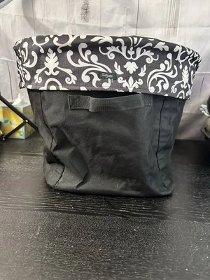 Thirty-One Black Perisian Pop Round Storage Bin Basket Large - Image 1 of 4