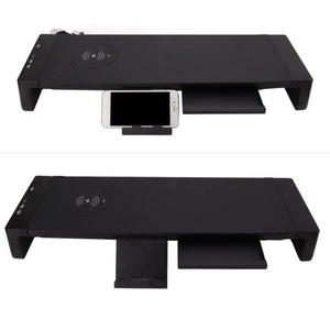 Computer Monitor Stand USB3.0 Wireless Charging Monitor Stand Riser Keyboard CB - Afbeelding 1 van 24