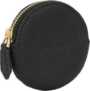 Leichte Geldbörse, Echtleder, YKK-Reißverschluss, Kosmetiktasche, schwarz - Bild 1 von 5