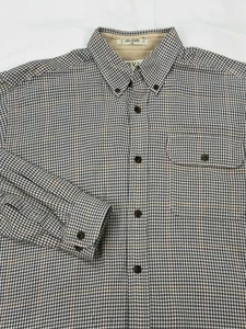 Orvis Shirt Mens Medium Blue Brown Houndstooth Plaid Button Down Long Sleeve - Picture 1 of 19