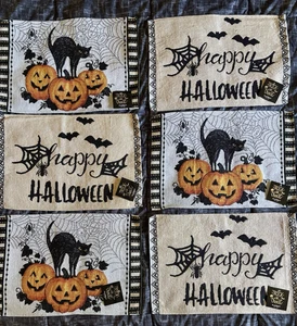 Set Of 6 Halloween Tapestry Placemats 13" x 19" - New with Tags - 2 Designs - Picture 1 of 9