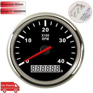 W PRO 85mm Tachometer 4000 RPM Hour Meter Waterproof Car Marine Boat Gas Diesel - Bild 1 von 11