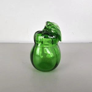 Vintage mundgeblasene grüne Glas Paprika Gemüse Obst Kunst klar hohl 3,5 x 2" - Bild 1 von 9