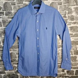 Ralph Lauren Camicia Uomo Media Blu E Bianca Classica Gingham Check - Foto 1 di 11