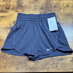Nike Girls` Small Dri-FIT Breezy High-Waisted Training Shorts Blue and White NWT - Picture 1 of 6
