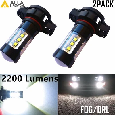 Alla Lighting 80W-Chip 5202 5201 H16 Xenon White LED Fog DRL Driving Light Bulbs - Image 1 of 4