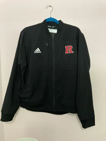 Womens Adidas Rutgers University Black Red Full Zip Jacket - Size Large Cover