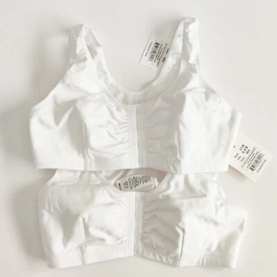 NUEVO Sujetadores de Mastectomía Amoena Frances 2128, Juego de 2, Blanco Cierre Frontal Talla S-A/B Foto 1 de 4