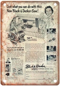 Vintage 1954 Black & Decker Saw Ad Reproduction Metal Sign Z271 - Picture 1 of 1