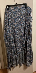 Ladies High Low Floral Skirt 50” Waist 30” Length Front 50” Back 3X Orig $48 - Picture 1 of 6